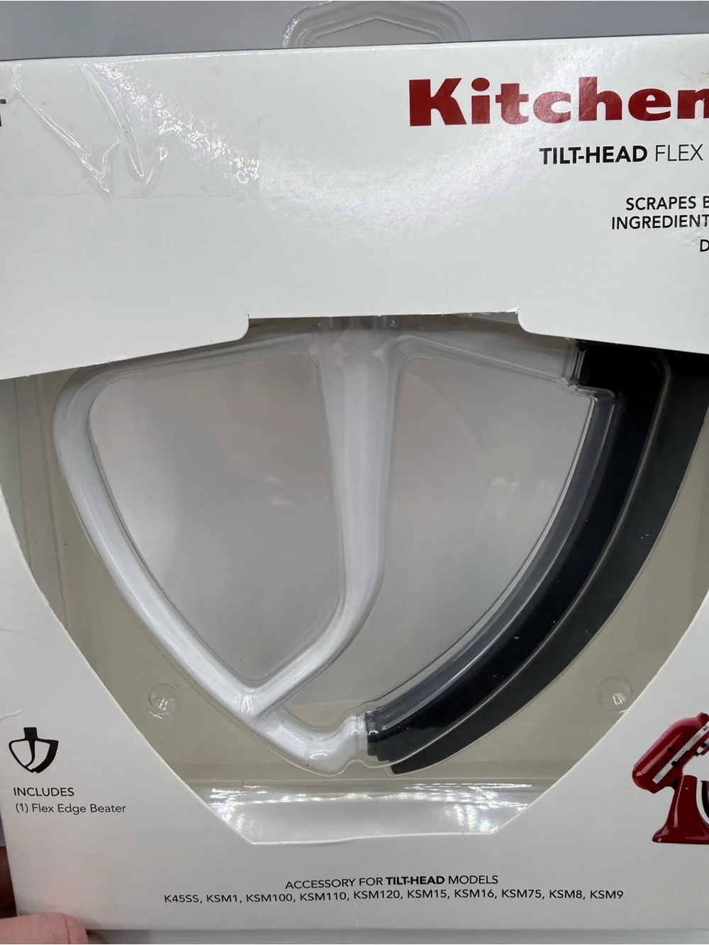 New KitchenAid KFE5T Flex Edge Beater Attachment for 4.5 & 5 Qt Tilt-Head Mixers